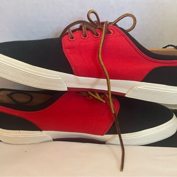 Polo Ralph Lauren Faxon Red and Black Casual Canvas Men's Shoes Size 10D - Picture 11 of 11